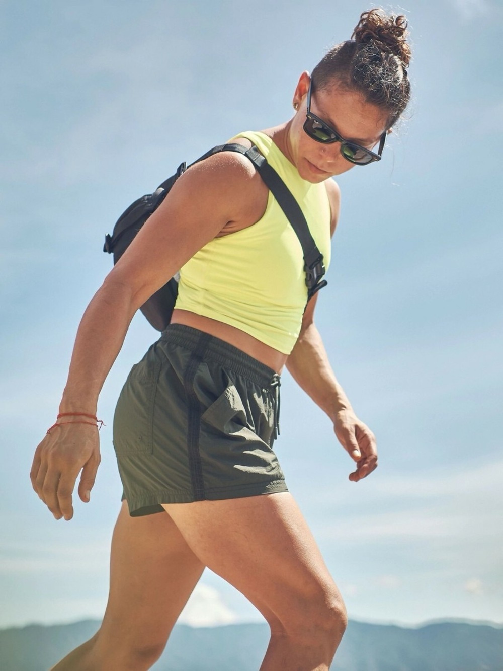 ATHLETA Expedition Olive Performance Running Shorts with Elastic Waist